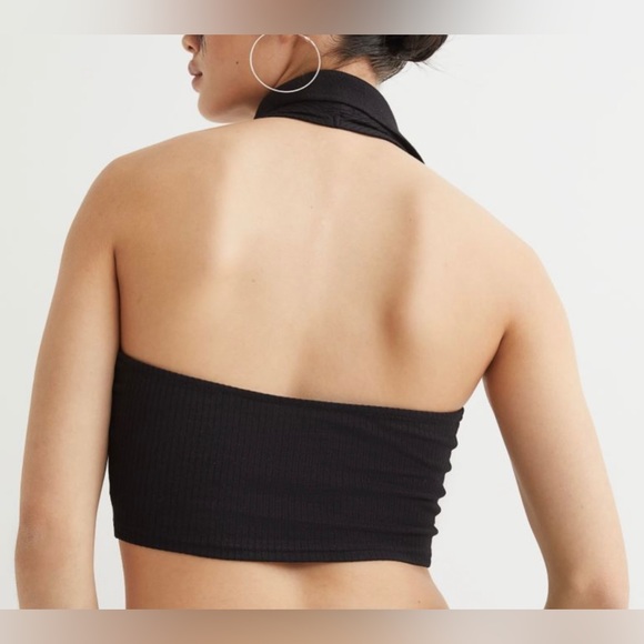 H&M NWT Women’s Halterneck Top with Collar Black Size XLarge. - Picture 8 of 8
